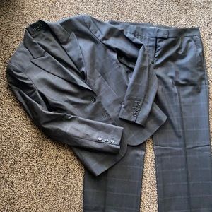 Theory Pant Suit 6 charcoal windowpane